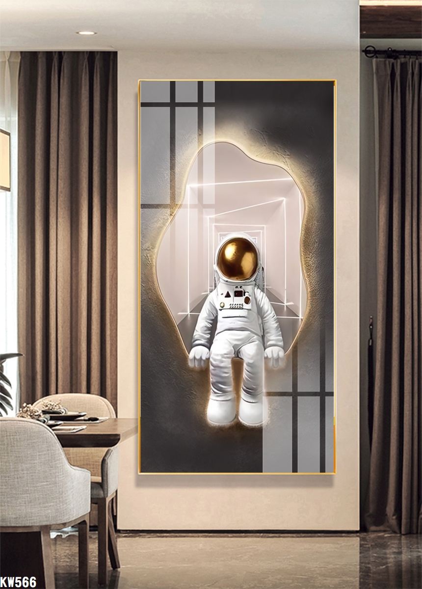 Tranh treo tường Phi Hành Gia 3D tráng gương đẹp 10 mẫu chất liệu tranh tráng gương pha lê nhiều kích thước tranh phi hành gia đẹp Astronaut Wall Art