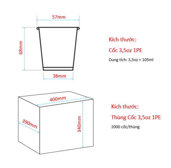 Cốc giấy Vietcup 3,5oz -105ml ( 100 cái)