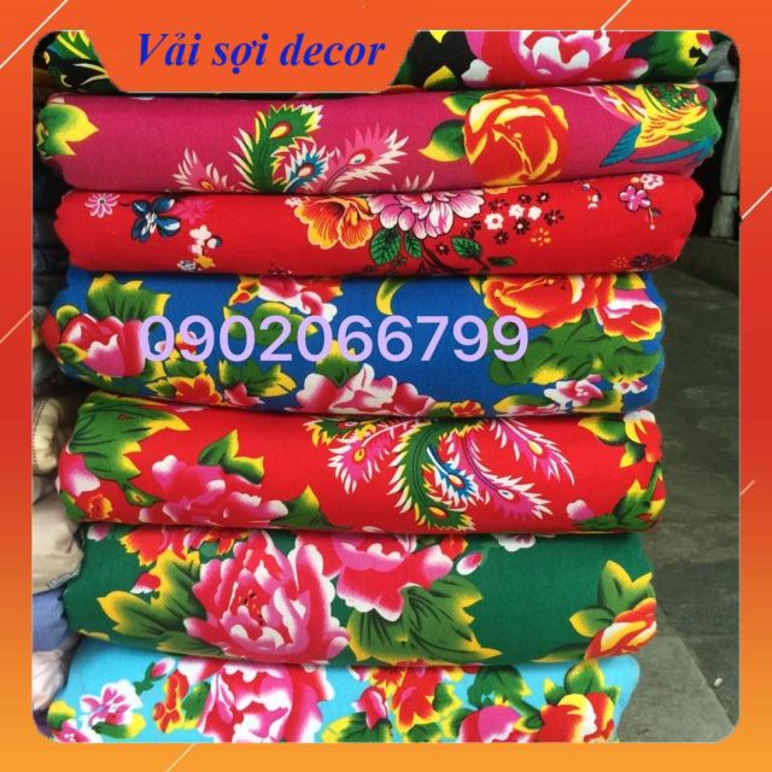 Vải chăn con công màu đỏ khổ vải 1,6m