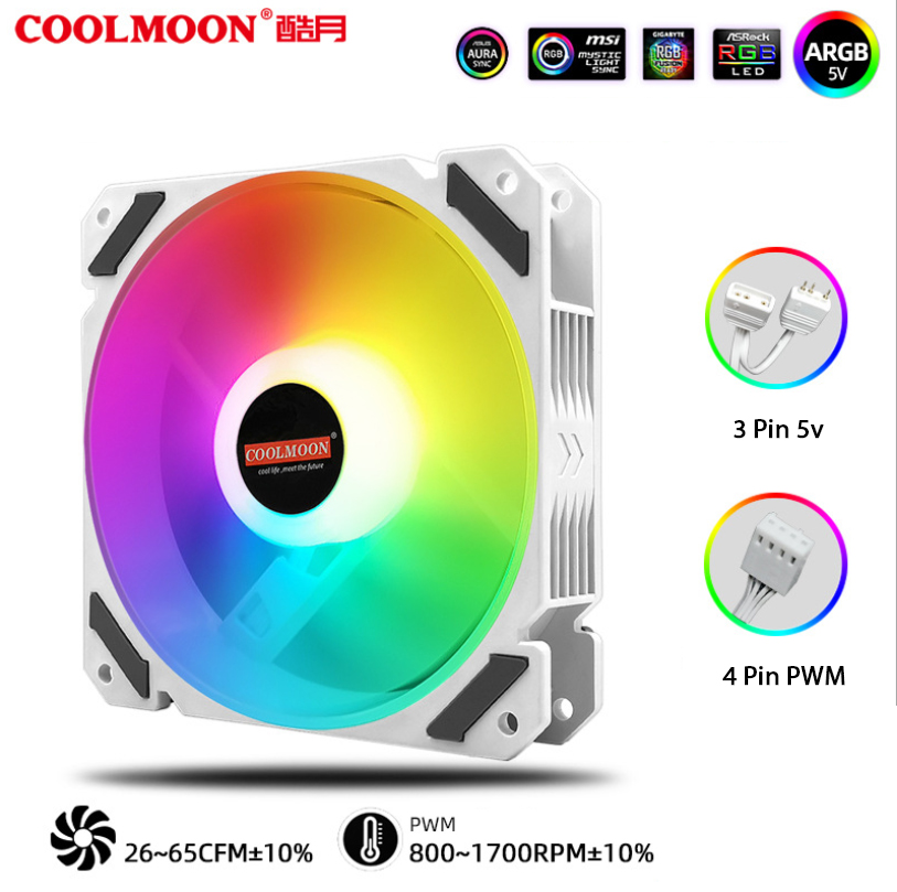 Quạt Fan COOLMOON Y2 WHITE - Tặng Kèm 4 Ốc