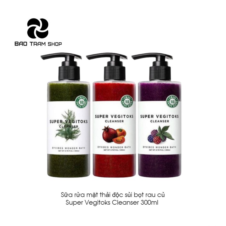 [HCM]Sữa Rửa Mặt Thải Độc Sủi Bọt Rau Củ Super Vegitoks Cleanser chai 300ml