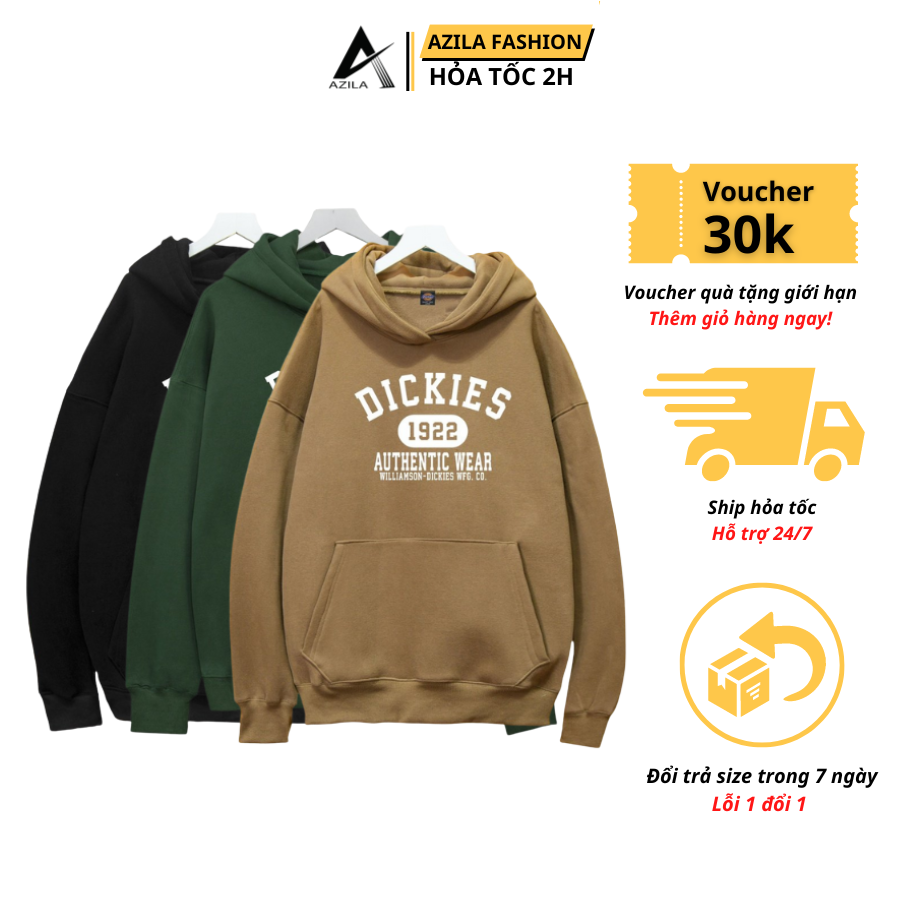 Áo hoodie dickies premium basic - áo nỉ nam nữ dickies form unisex azila chất nỉ bông hàn dày dặn - mã td135