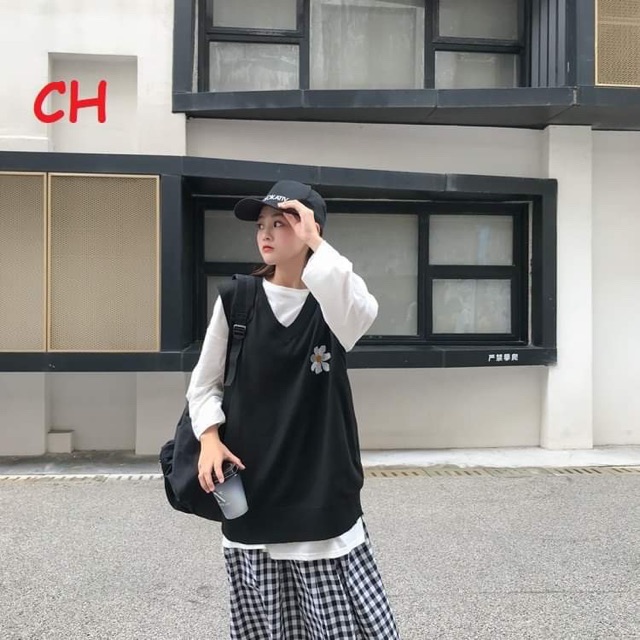 Sét áo gile hoa kèm áo sơ mi COH0320