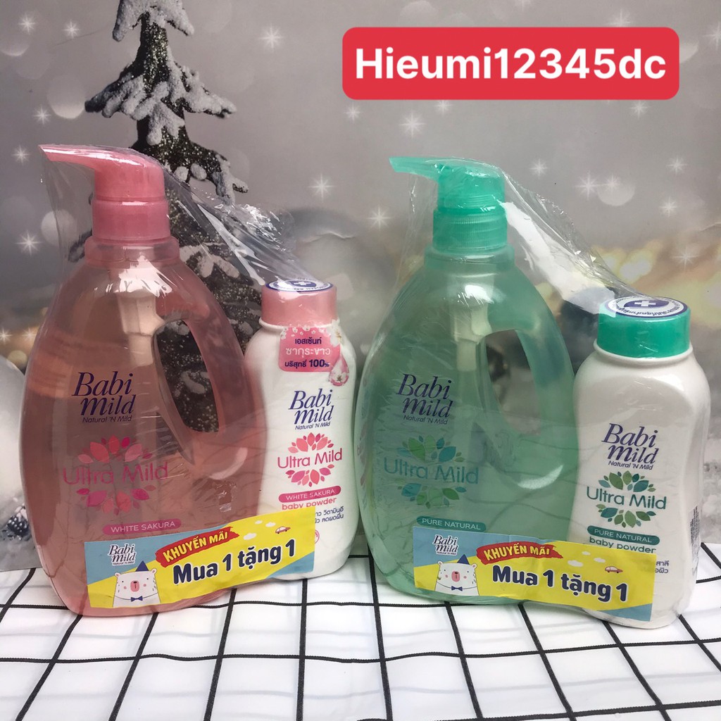 Sữa tắm gội toàn thân babi mild 800ml + tặng kèm phấn thơm trẻ em 180g