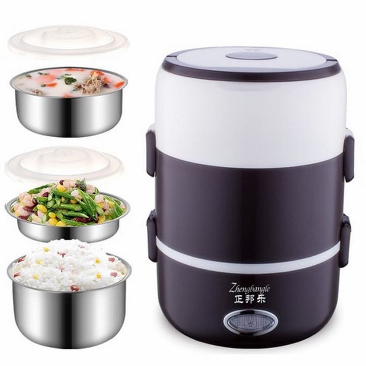 Cặp lồng cắm điện hot lunch star 3 tầng (mới nhất) inox xịn 304 - CẶP LỒNG Ủ CƠM 3 TẦNG INOX CẮM ĐIỆN- Cặp lồng giữ nhiệt Hộp đựng cơm và túi giữ nhiệt Inox