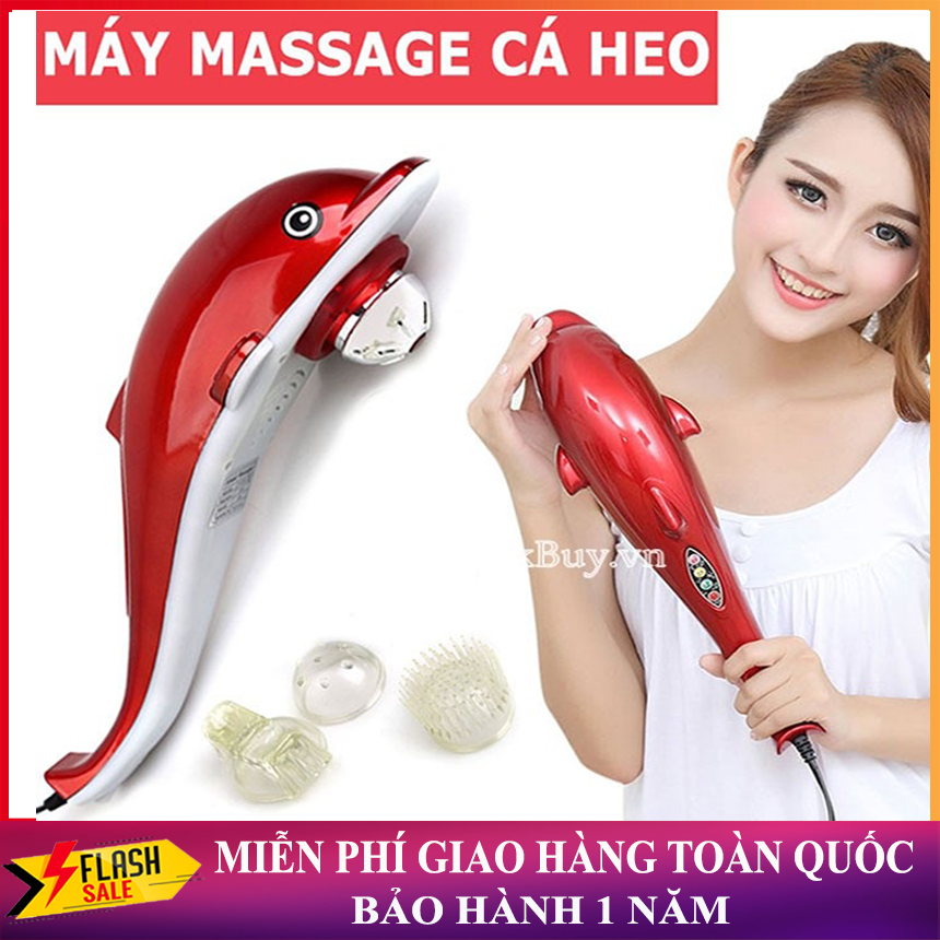 [HCM] Máy Mát Xa Đấm Lưng Cá Heo Han Quốc Massage Búa Rung Hồng Ngoại Bụng Cơ Lưng Cổ Tử Cung Giảm Đau Thư Giãn Giảm Mệt Mỏi Toàn Thân Cổ Vai Eo Lưng Chân