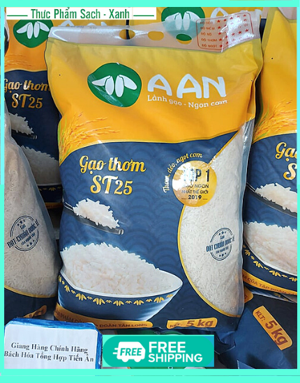 Gạo Thơm ST25 Túi 5kg TOP 1 Gạo Ngon Nhất Thế Giới ( thơm dẻo ngọt cơm )