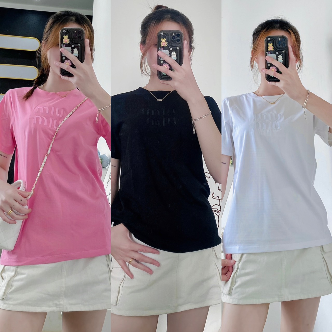 Áo thun Thái dáng vừa thêu chữ MM
