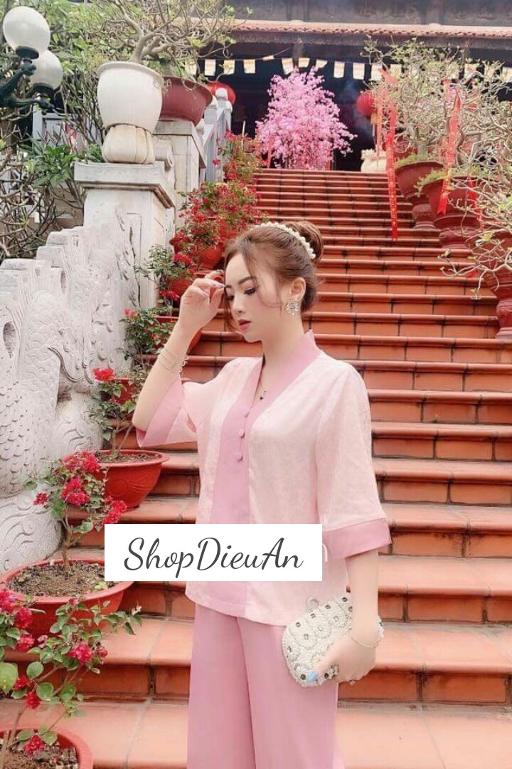 SÉT LAM ĐI CHÙA CHẤT GẤM + QUẦN PHI