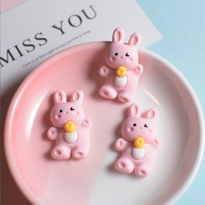 Sticker jibbitz gắn dép sục Crocs hình gấu nâu thỏ hồng ôm cà rốt