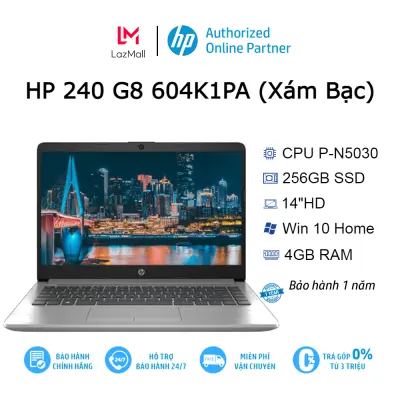 Laptop HP 240 G8 604K1PA P-N5030| 4GB| 256GB| OB| 14″HD| Win10 (Xám bạc)