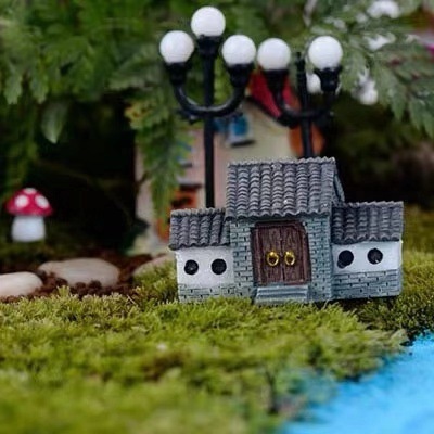 Mô hình Nhà ngói 3 gian,cổng làng tiểu cảnh terrarium