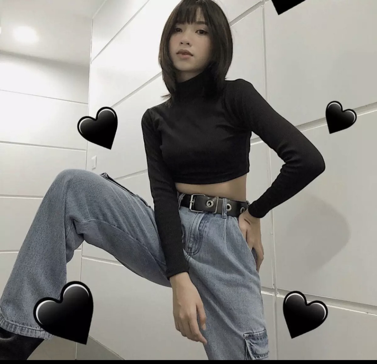 [HCM]Áo Croptop Cổ Lọ Thun Gân Tay Dài Cực Hot Mùa Này