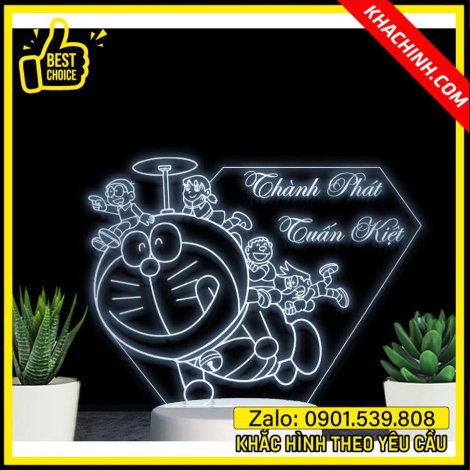 Đèn Ngủ Doremon, đèn Decor hình doremon, đèn ngủ dành cho bé, quà tặng dành cho bé, đèn ngủ khắc hình theo yêu cầu, khachinh.com