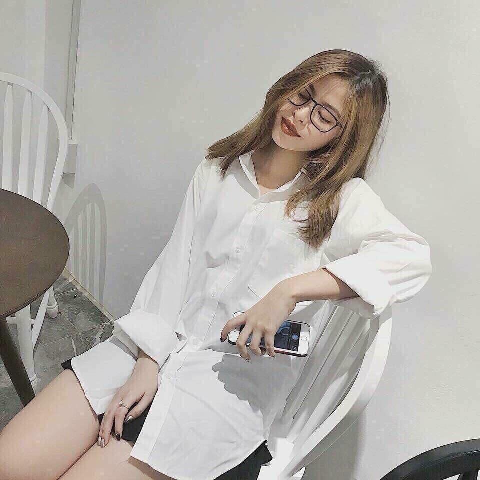 [Giá Sỉ] Áo sơ mi trắng trơn dài tay 1 túi oversize form rộng basic