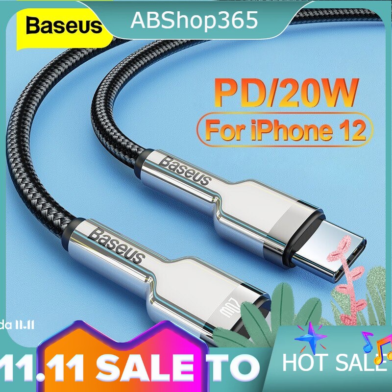 [ PD 20W 1M ] Cáp Sạc Nhanh PD Type C to Lightning Baseus Metal PD (20W C to iPhone Cable) 1m