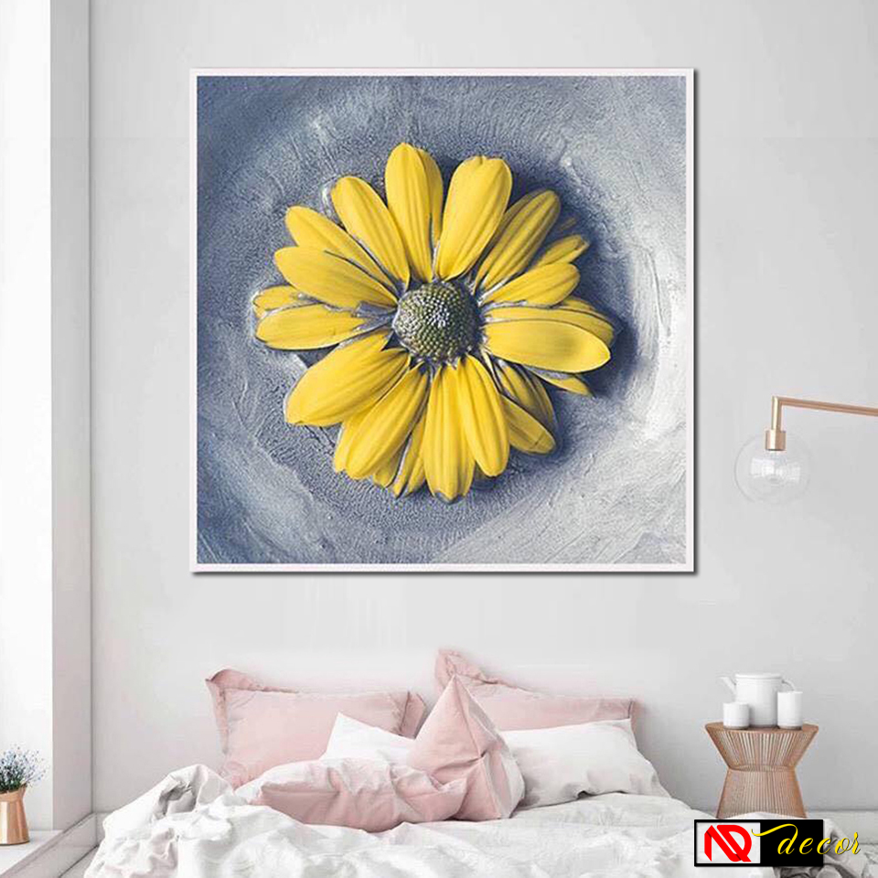 Bức Tranh Dán Tường Phòng Ngủ Hoa Cúc 3D -Trang décor phong cách hiện đại