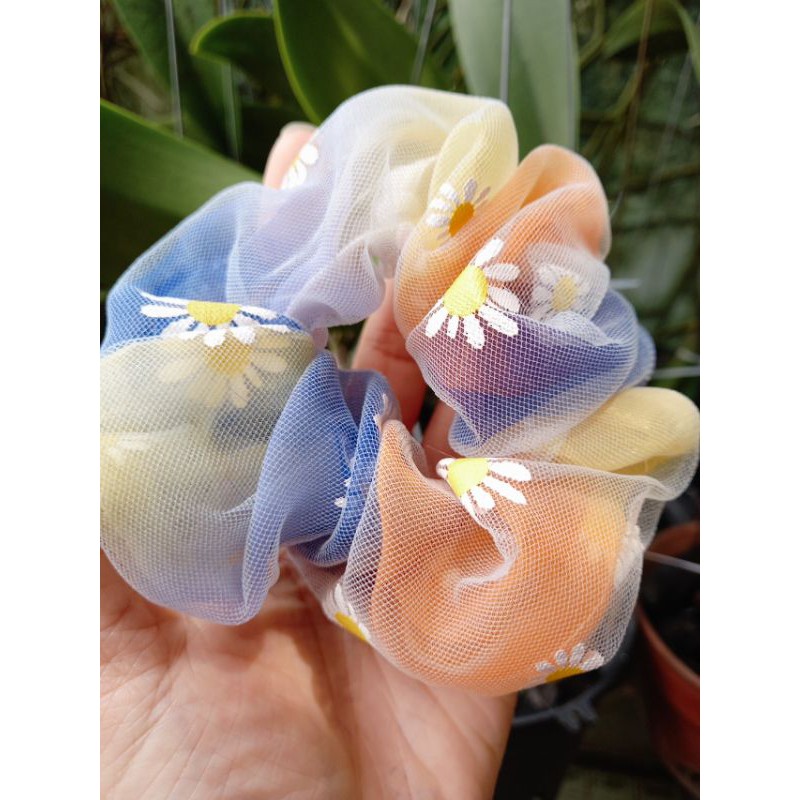 [HCM]Cột Tóc Srunchies 2 Lớp Hoa Cúc 7 Màu.