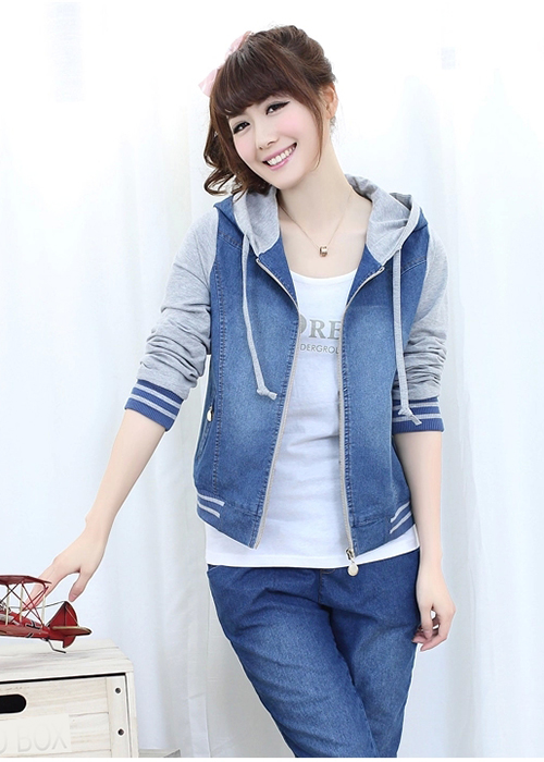 Áo Khoác Jeans Nữ có nón Cao Cấp