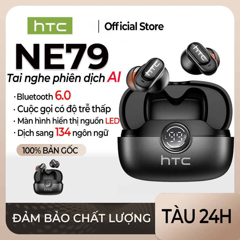 HTC ne79 ai dịch Tai nghe Bluetooth 6.0 Tai nghe không dây thời gian thực ai dịch 72h pin cuộc sống enc Microphone IPX5 nhẹ chống nước.