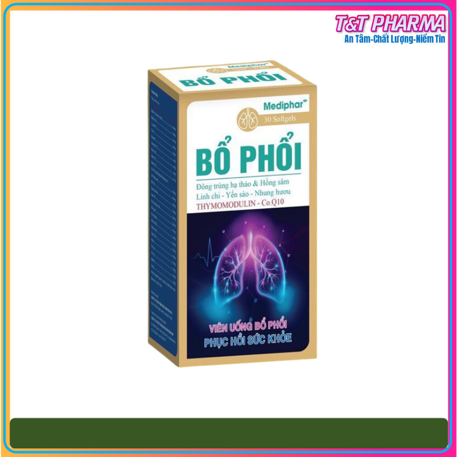 Viên Uống Đông Trùng  Bổ Phổi Cầm Ho-Long Đờm-Giúp Bổ Phổi Ích Phế Giảm Ho Giảm Đờm Rát Họng Khàn Tiếng Tăng Cường Sức Khỏe Miễn Dịch-Hộp 30 viên