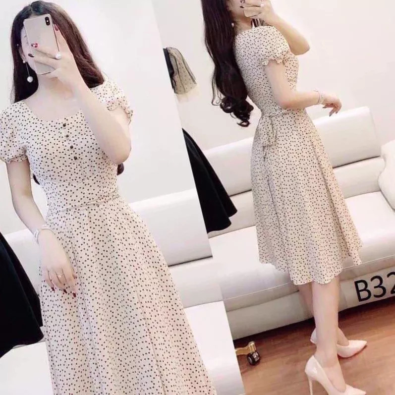 [HCM] ĐẦM XÒE CỘT EO CHẤM BI SIÊU XINH CHO CHỊ EM