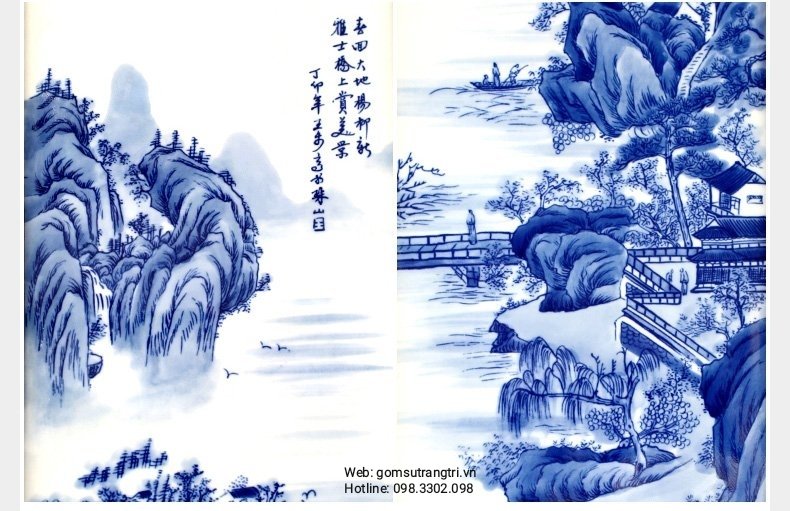 TRANH SƠN THỦY vẽ tay TỨ CẢNH
