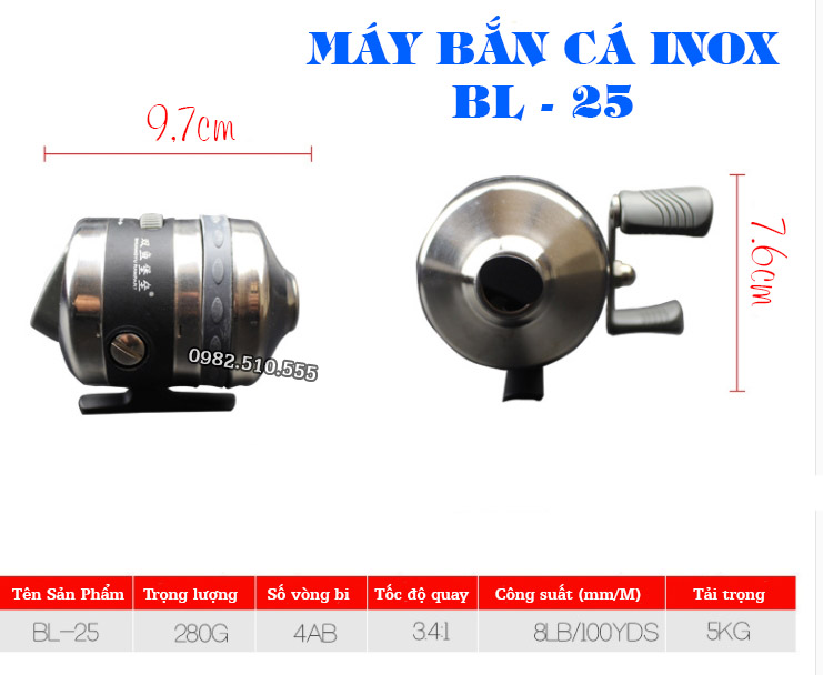 Máy Cuốn Cước Săn Cá inox 304
