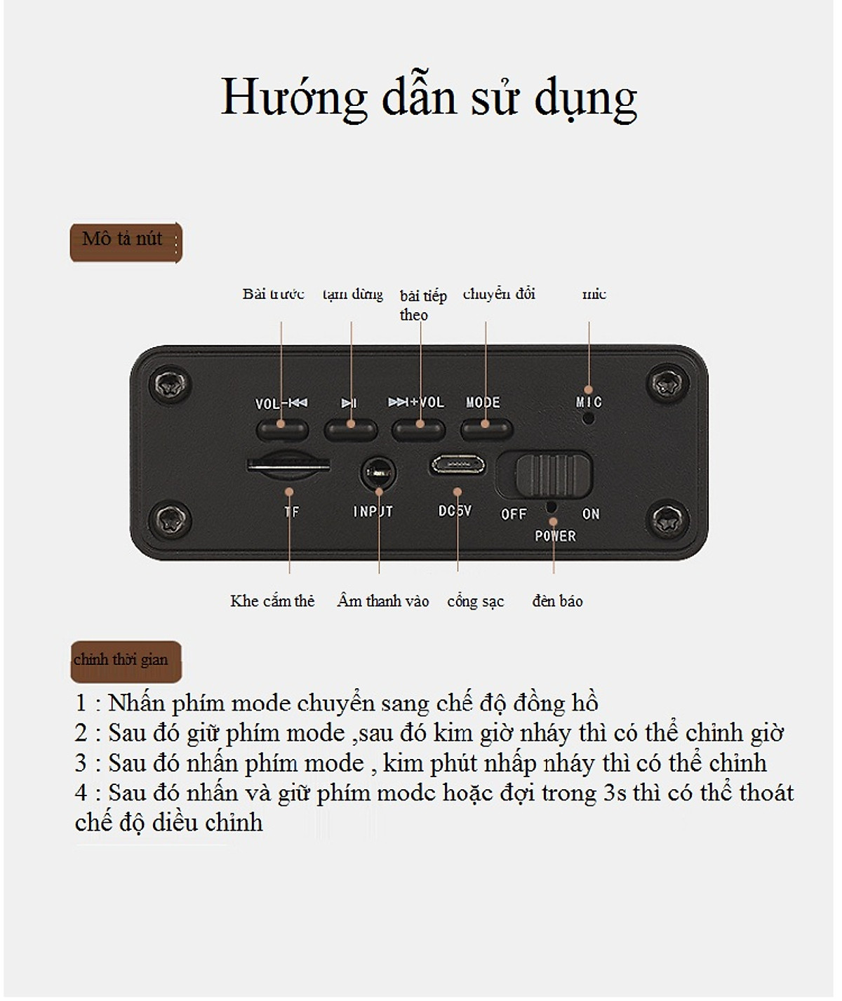 [Có Bảo Hành] LOA BLUETOOTH SIÊU TRẦM CÓ ĐỒNG HỒ W5 - Hàng Nhập Khẩu
