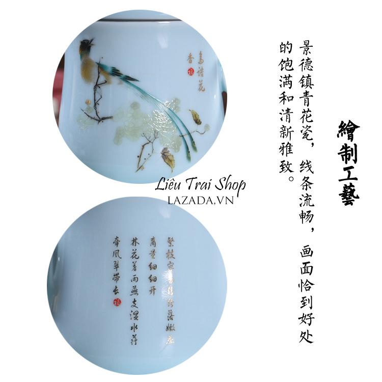 Ly cốc pha trà sứ 4 mảnh có nắp 350ml