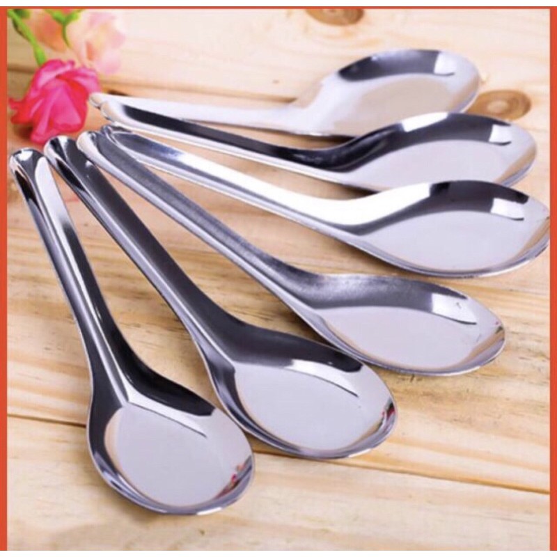 Combo 5  Thìa phở inox cán dài loại dày