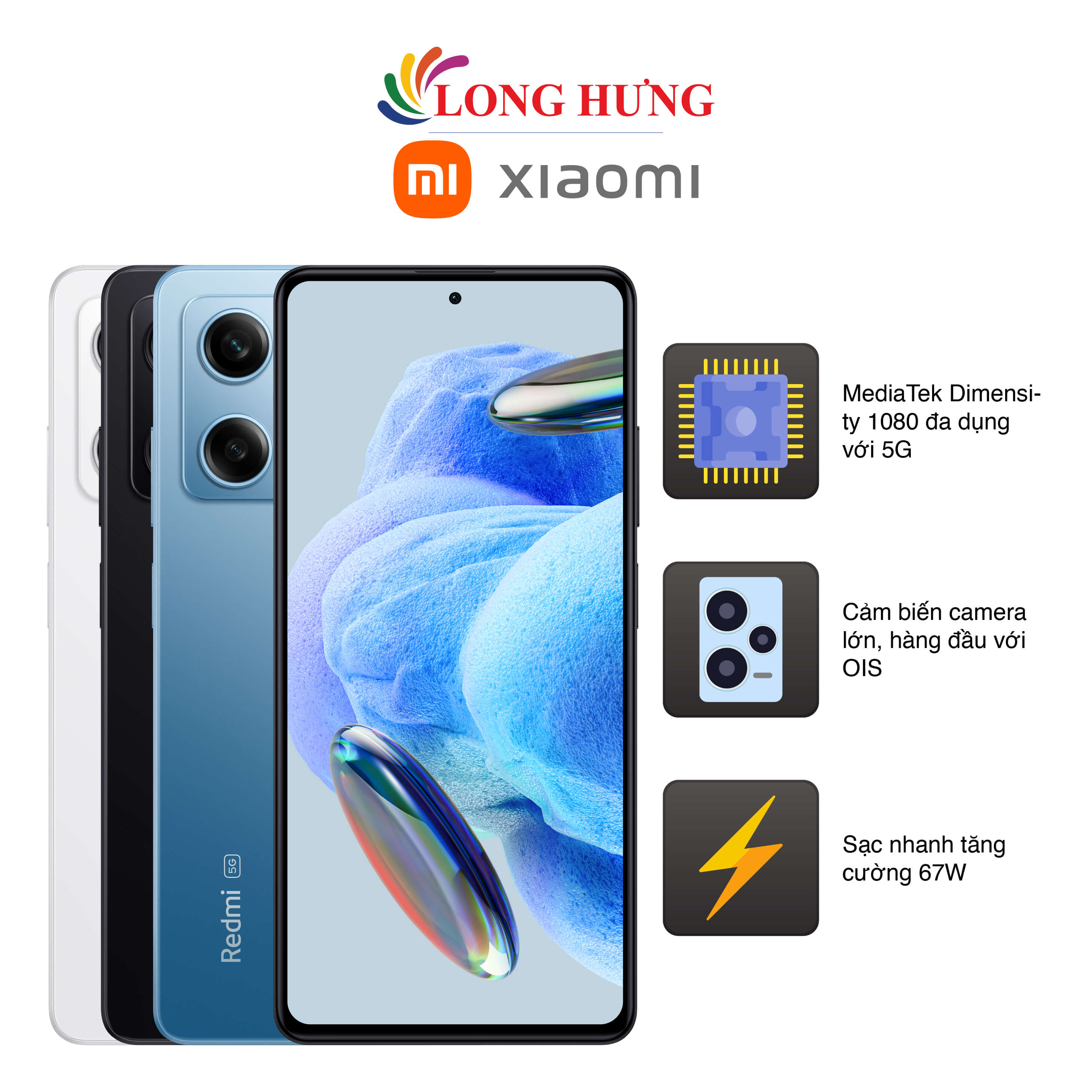 Điện thoại Xiaomi Redmi Note 12 Pro 5G  - Hàng chính hãng - Kết nối 5G nhanh chóng, sạc nhanh 67W