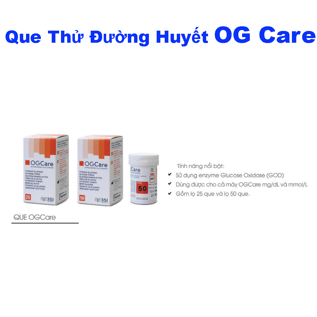 Que Thử Đường Huyết OG Care (Hộp 25 - Hộp 50 Que)