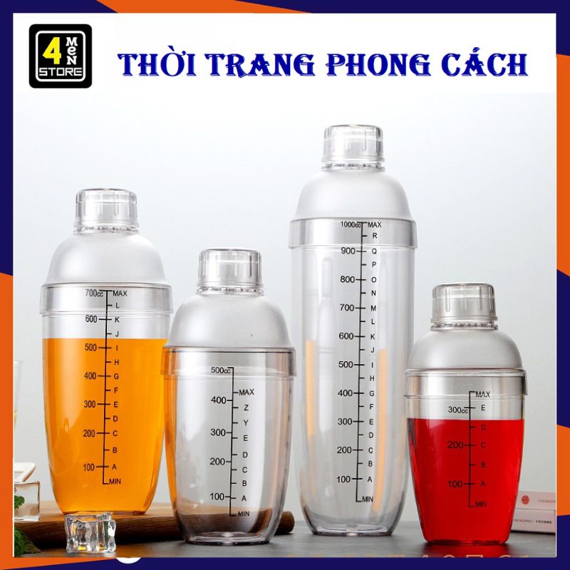 Bình lắc shaker pha chế bằng nhựa có vạch chia 300ml - bình lắc pha chế cocktail , cốc lắc nhựa trong suốt chuyên dùng pha chế cao cấp