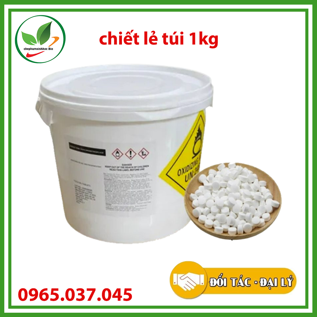 Khử trùng dạng viên clo sủi tcca viên sủi 2g. xử lý nước, xử lý đáy. lon 1kg