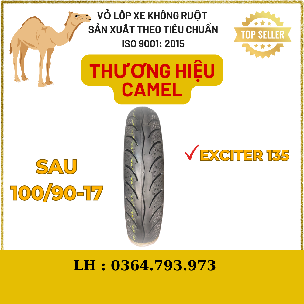 1 Cặp vỏ lốp không ruột xe exciter 135