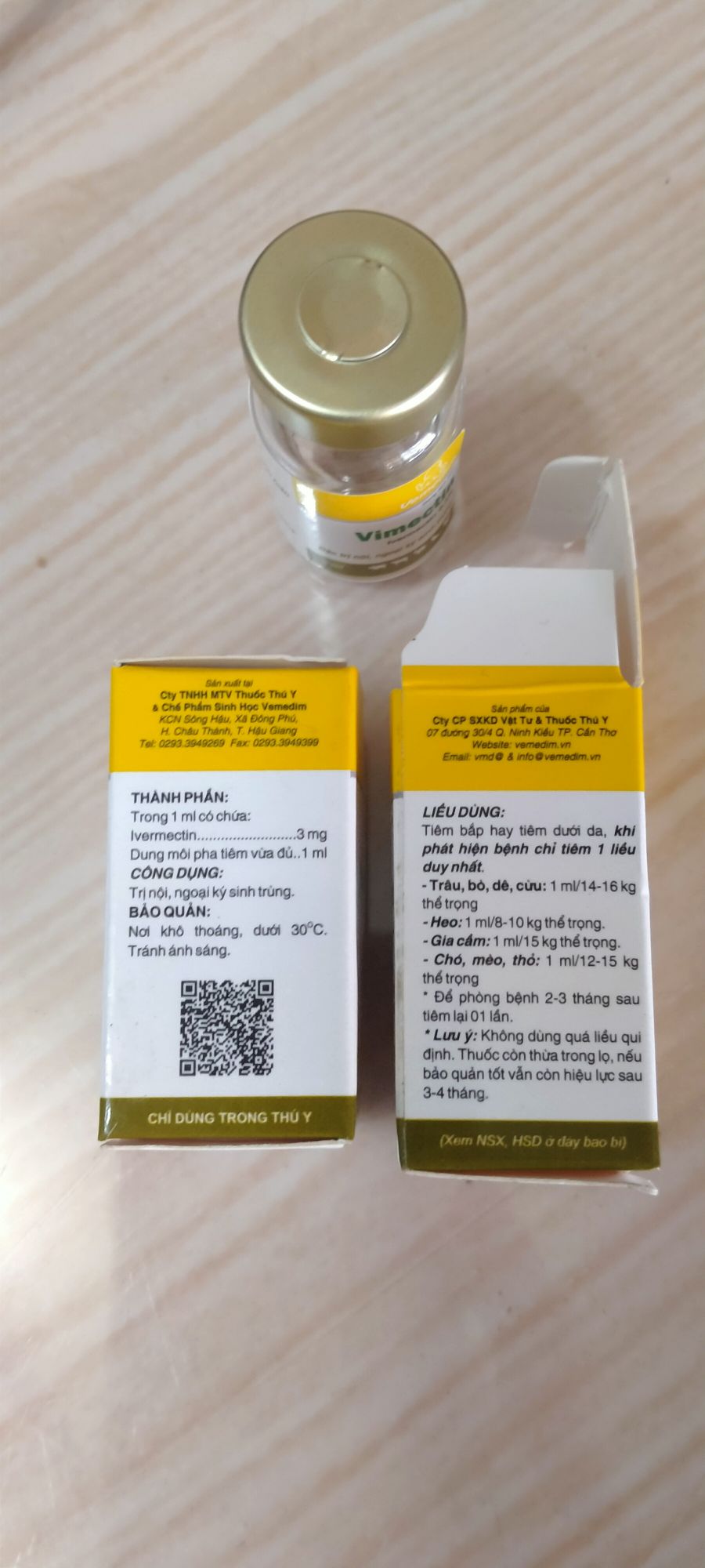 2 lọ ve rận, trứng ghẻ, ký sinh vimectin 5ml