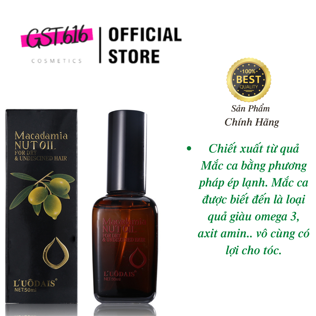Tinh dầu dưỡng tóc bóng khỏe  MACADAMIA NUT OIL 50ML