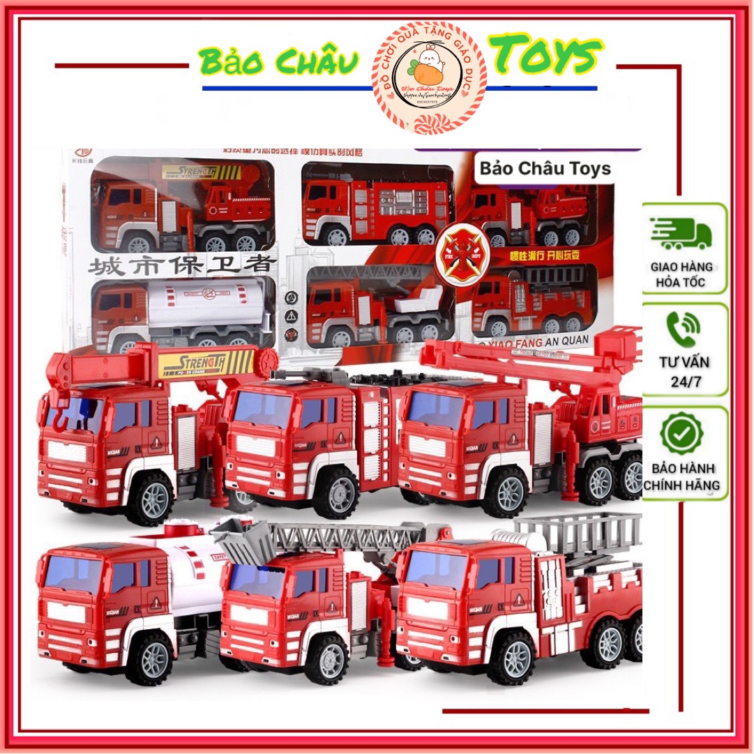 Đồ chơi ô tô mô hình set 6 xe cứu hỏa cỡ lớn cho bé, Ô TÔ Đồ Chơi Trẻ Em