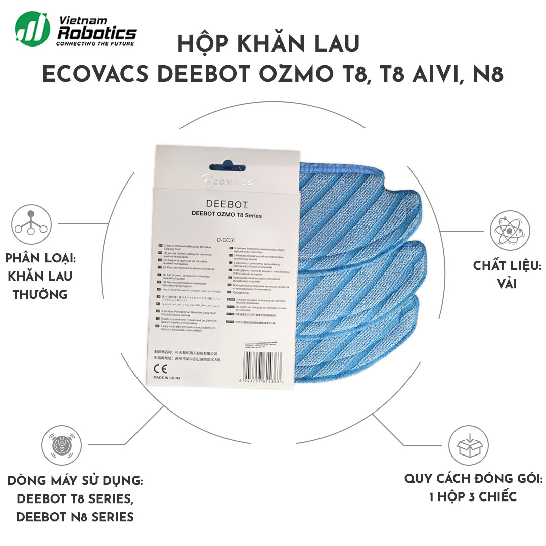 Hộp khăn lau Ecovacs Deebot Ozmo T8 - Hàng Chính Hãng - Bản quốc tế