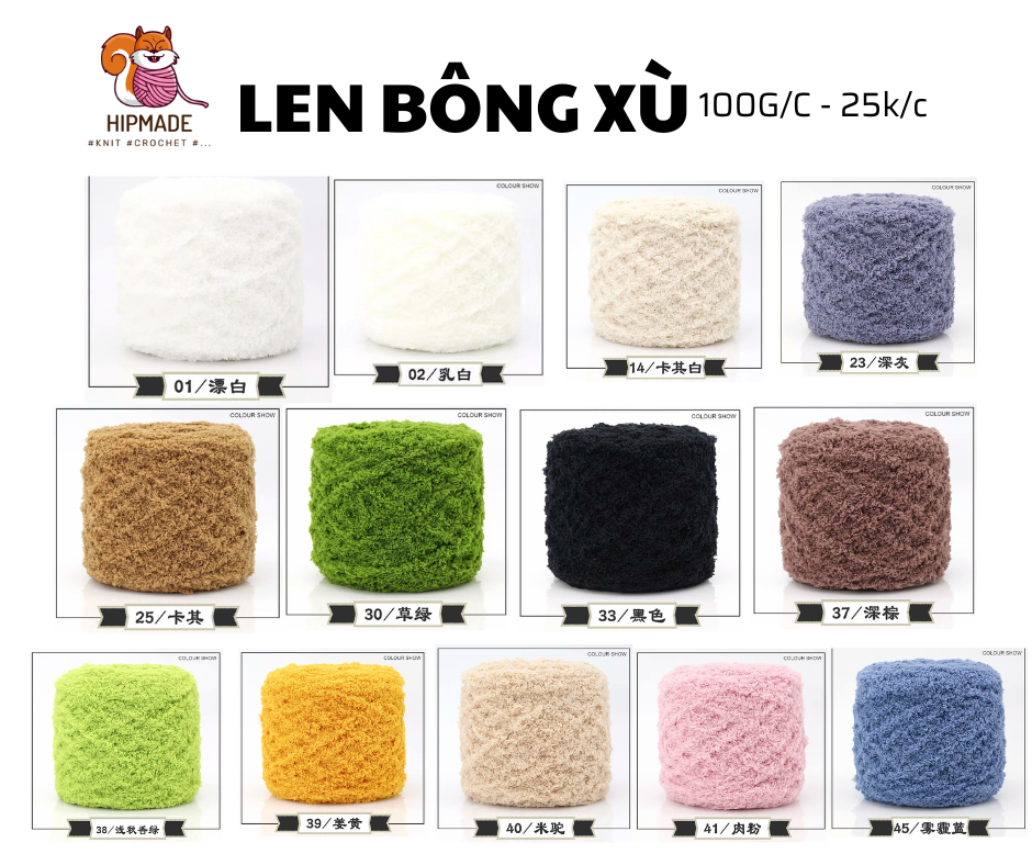Len bông xù cuộn 100gr