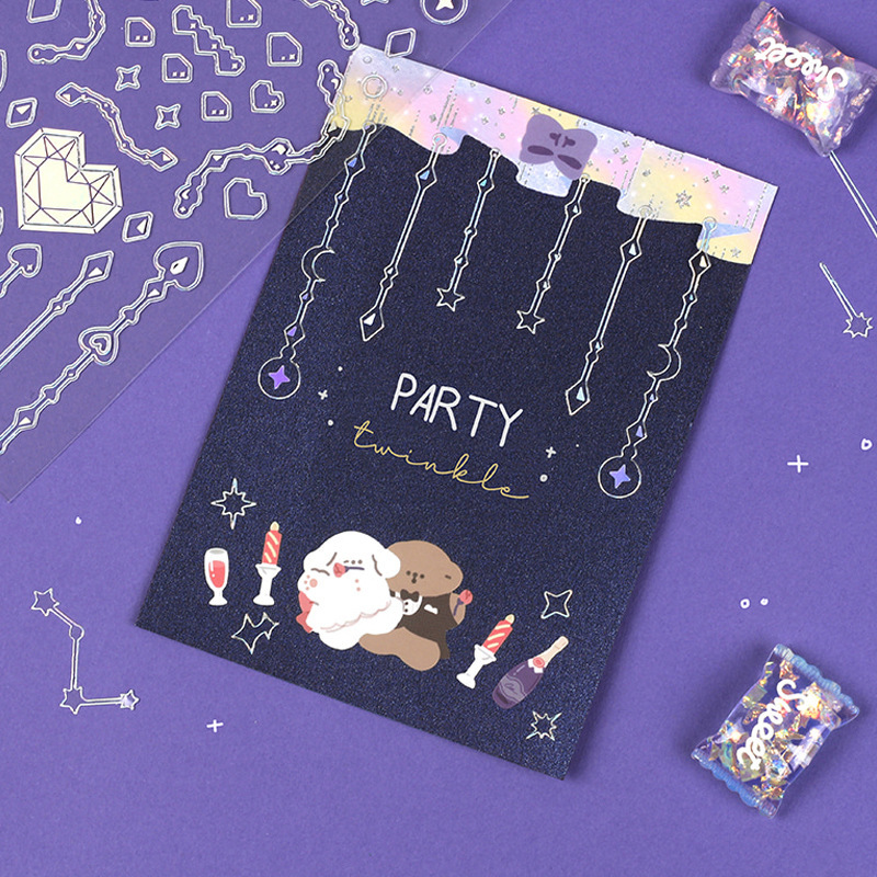 Sticker trang trí Toploader kiểu hàn quốc lấp lánh Be Tiny Stationery