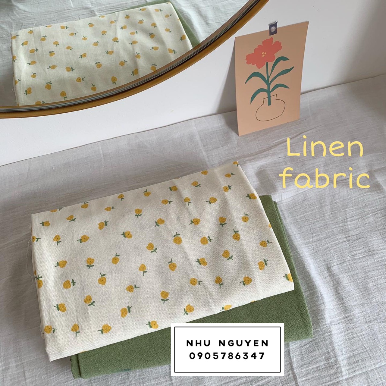 Vải Linen Bột In Hoa Bản Thiết Kế