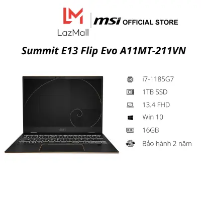 Laptop MSI Summit E13 Flip Evo A11MT-211VN (i7 1185G7/16GB RAM/1TB SSD/13.4 inch FHD Touch/Win10/Black) - Hàng Chính Hãng - Bảo hành 2 năm