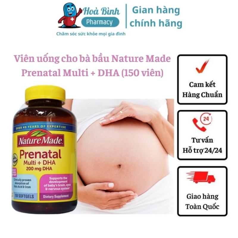 Viên uống cho bà bầu Nature Made Prenatal Multi + DHA (150 Viên), Bổ sung Vitamin & Khoáng Chất giúp mẹ khỏe mạnh, bé thông minh nhập khẩu