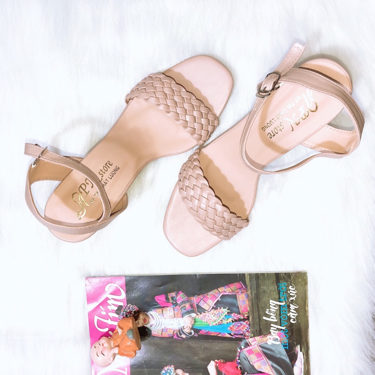 [HCM][ẢNH THẬT] Giày cao gót sandal 7 phân quay sam