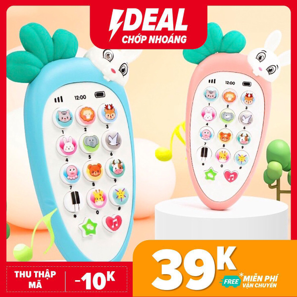 [Tặng pin] Điện thoại cà rốt siêu dễ thương - Điện thoại thông minh cho bé -Điện thoại đồ chơi - Niki Store