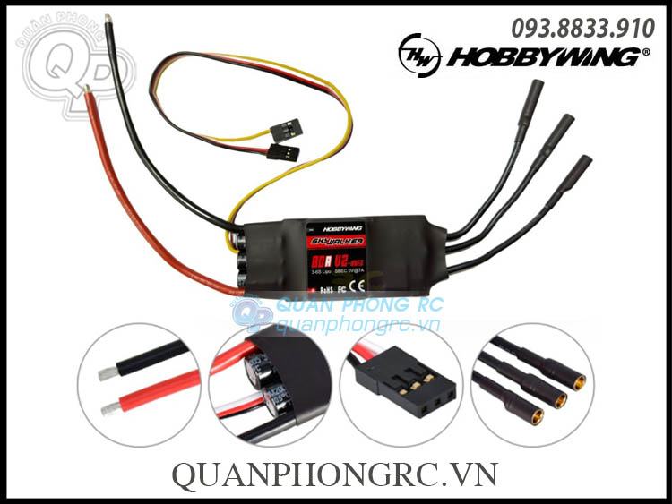Điều tốc ESC Hobbywing Skywalker 80A V2  UBEC Brushless ESC (3-6S) 80060440