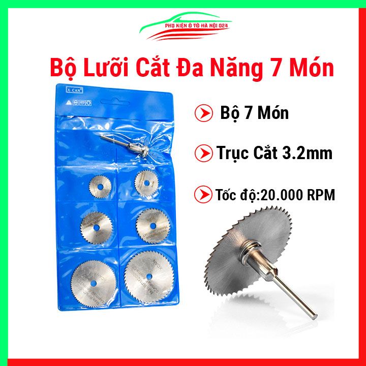 Bộ lưỡi cắt đa năng 7 món 6 lưỡi cắt và 1 trục cắt 3.2mm cắt nhựa, gỗ,..một cách dễ dàng