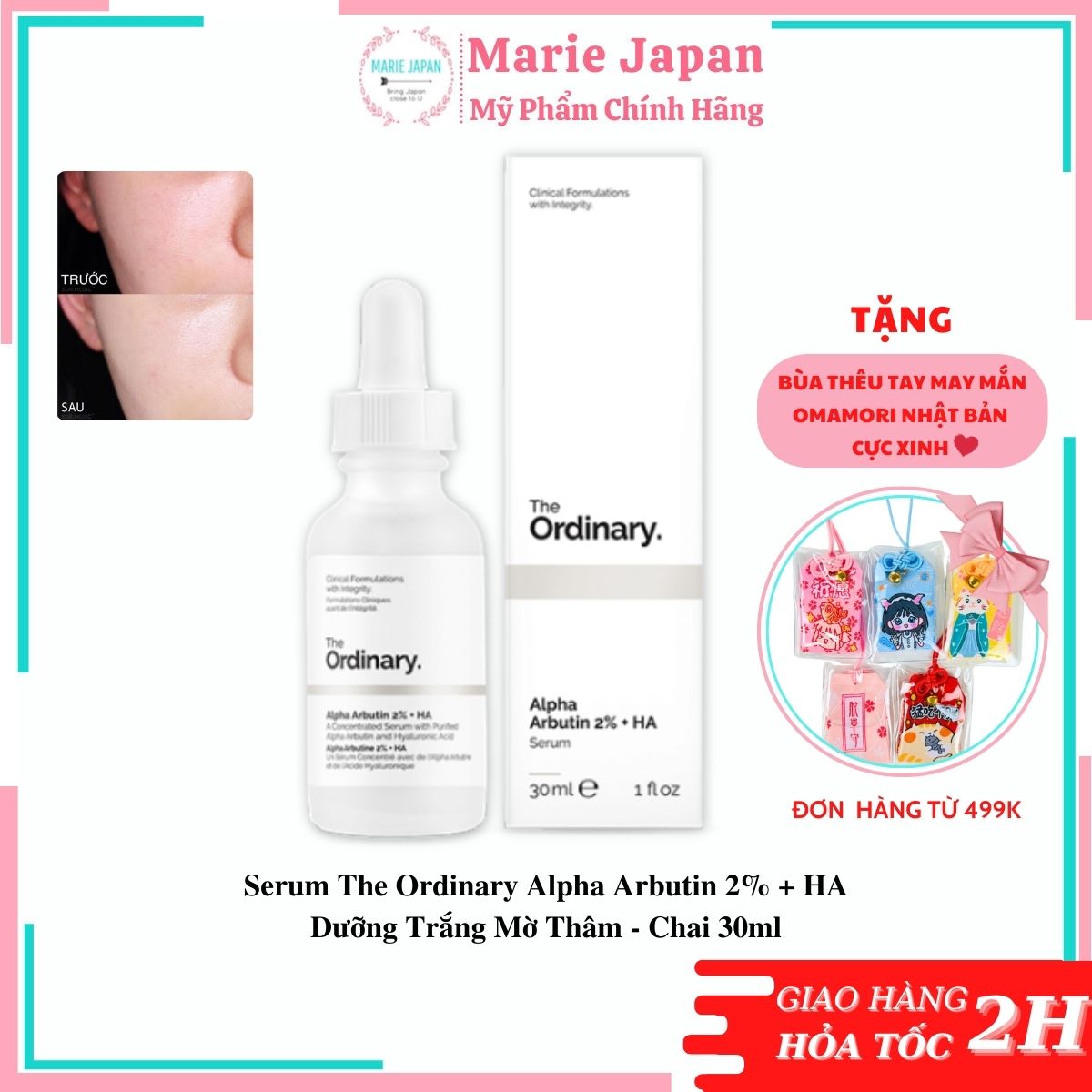 Serum The Ordinary Alpha Arbutin 2% + HA Dưỡng Trắng Mờ Thâm Chai 30ml